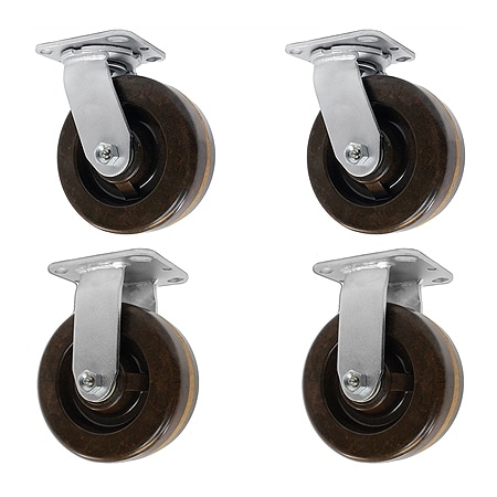 Casterhq 5"x2" High Temp. Phenolic Wheel, 2 Swivel And 2 Rigid, 2,400 Cap, PK4 HD-HTSO5ASR